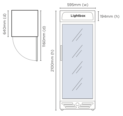 Bromic GM0374L-NR LED ECO Flat Glass Door Display Chiller with Lightbox 372L