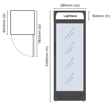 Bromic GM0374LB-NR LED ECO Curved Glass Door Display Chiller with Lightbox 372L