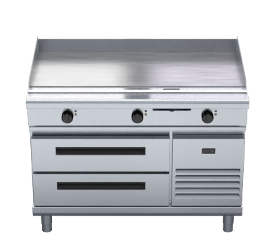 Waldorf 800 Series GPL8120E-RB - 1200mm Electric Griddle Low Back Version - Refrigerated Base