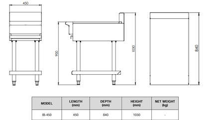 B+S BLACK SERIES: IB-450 Infill Bench 450mm on Stand