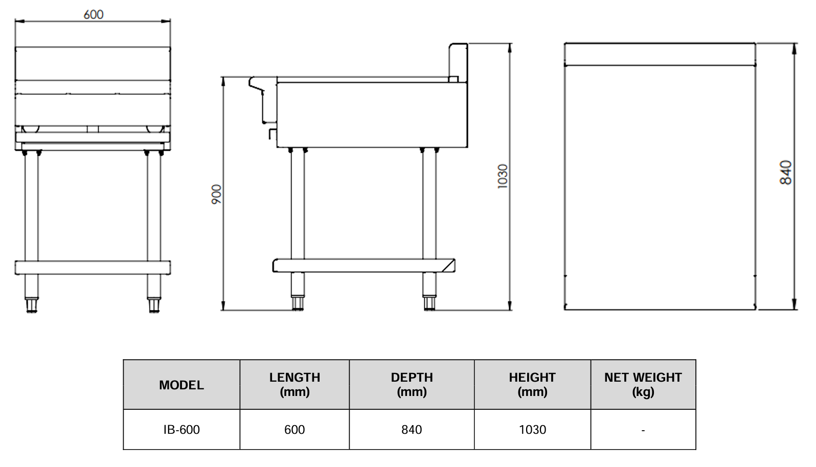 B+S BLACK SERIES: IB-600 Infill Bench 600mm on Stand
