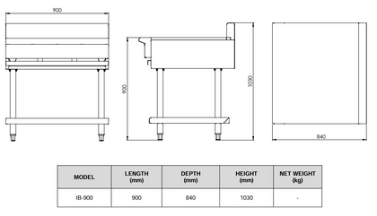 B+S BLACK SERIES: IB-900 Infill Bench 900mm on Stand