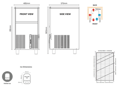 Bromic IM0050HSC-HE Self-Contained 47kg Hollow Ice Machine