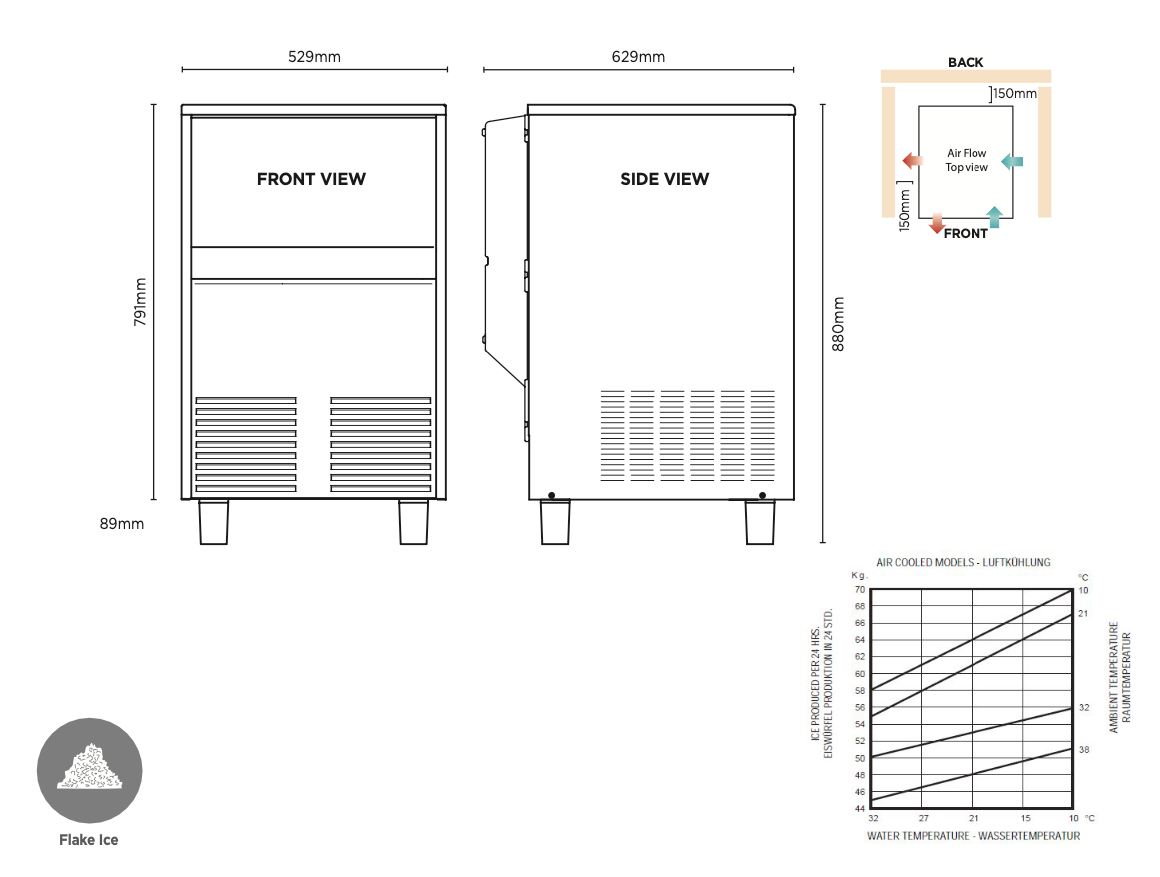 Bromic IM0070FSC Self-Contained Flake Ice Machine 70kg