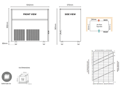 Bromic IM0113SSC Self-Contained 115kg Solid Cube Ice Machine