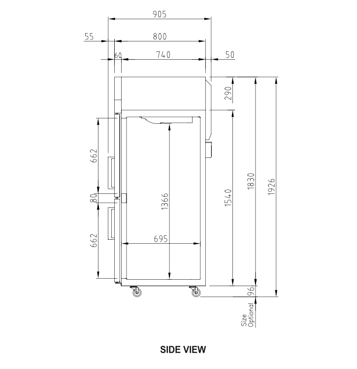 Turbo Air KF45-4G-N(HC) Upright Glass Four Half Door Freezer 1210L