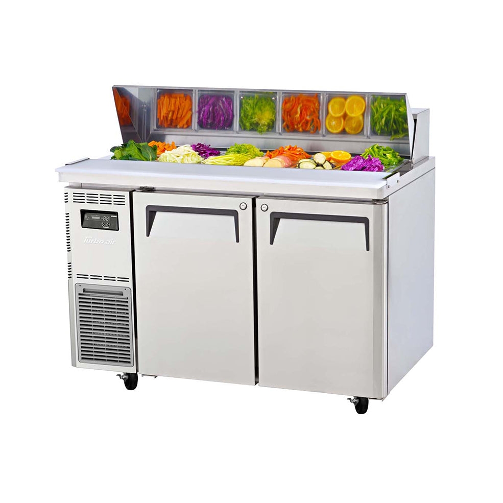 Turbo Air KHR12-2-N(HC) 1200mm Two Door Salad Prep Bench Fridge Hood Lid 309L /12x1/6 GN Pans Inc