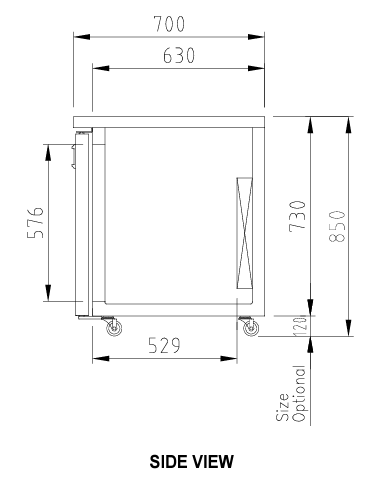 Turbo Air KSR9-1-N(HC) 900mm One Door Salad Prep Fridge 213L