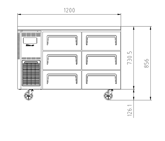 Turbo Air KUF12-3D-6-N(HC) 1200mm 6 Drawers Under Bench Freezer 311L