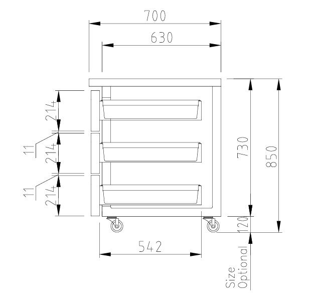 Turbo Air KUR18-3D-3-N(HC) 1800mm Under Bench Fridge 2 Doors 3 Drawers 538L