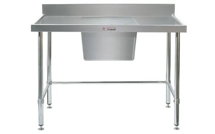 Simply Stainless / SS05.1500C LB / (600 Series) Stainless Sink Bench with Splashback Includes leg brace- 1500mm Wide, Center Bowl / 33kg / W1500 x D600 x H900 / Lifetime Warranty