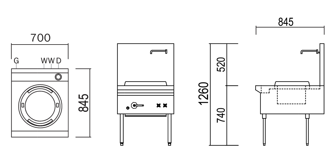 LKK 1B17 1 Burner Waterless Gas Wok – Chimney Burner