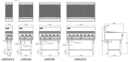 LKK CG3-2 Burner Gas Chargrill 300mm