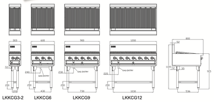 LKK CG6 Gas Chargrill 600mm
