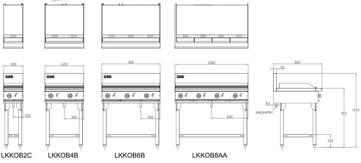 LKK OB2C 1 Burner 300mm Griddle