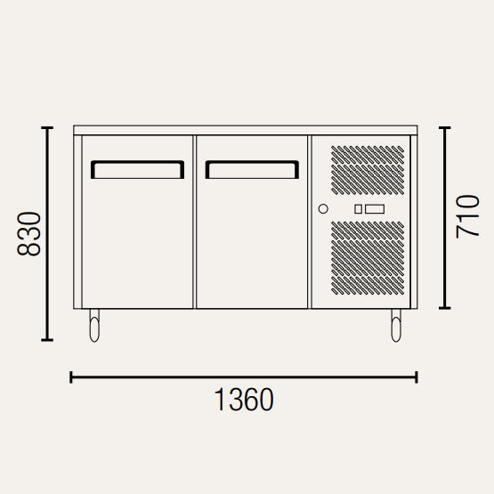 Exquisite USC260H Two Solid Doors Underbench Storage Refrigerators
