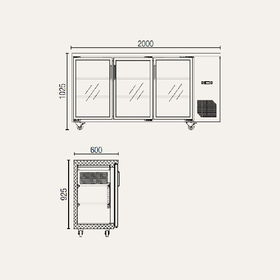 Exquisite UBC570 - 3 Swing Doors Backbar Display Fridge