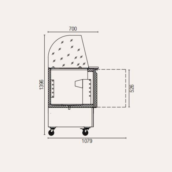 Exquisite SBC380 saladette food preparation refrigerator static view 4
