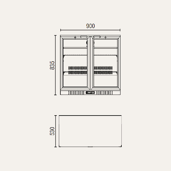 Exquisite UBC210SL Two Sliding Doors Backbar Display Refrigerators, Low Height