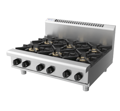Waldorf / RNL8600G-B_NAT / 900mm Gas Cooktop Low Back Version - 6 Burners Bench Model (168MJ, Natural Gas) / 174Kg / W900 x D805 x H370 / 1Y Warranty