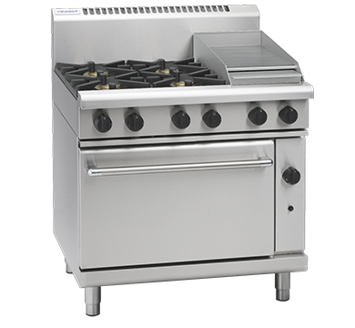Waldorf / RN8613G_LPG / 900mm Gas Range Static Oven - 4 burner cooktop range with 300mm griddle(162MJ, LPG) / 274kg / W900 x D805 x H1130 / 1Y Warranty