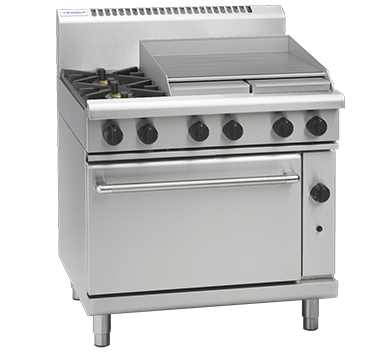 Waldorf / RN8616G_LPG / 900mm Gas Range Static Oven - 2 burner cooktop range with 600mm griddle(126MJ, LPG) / 274kg / W900 x D805 x H1130 / 1Y Warranty
