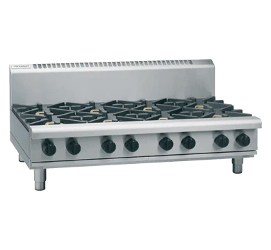Waldorf / RNL8800G-B_LPG / 1200mm Gas Cooktop Low Back Version - 8 Burner Cooktop Bench Model (224MJ, LPG) / 216Kg / W1200 x D805 x H370 / 1Y Warranty