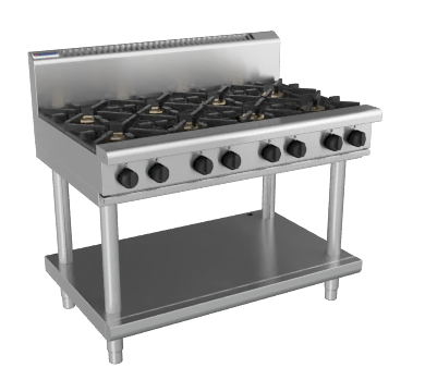 Waldorf / RN8800G-LS_NAT / 1200mm Gas Cooktop - 8 Burner, Leg Stand 224MJ, Natural Gas) / 216kg / W1200 x D805 x H1130 / 1Y Warranty