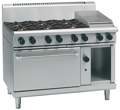 Waldorf / RN8810G_NAT / 1200mm Gas Range Static Oven - 8 burner cooktop range (254MJ, Natural Gas) / 339kg / W1200 x D805 x H1130 / 1Y Warranty