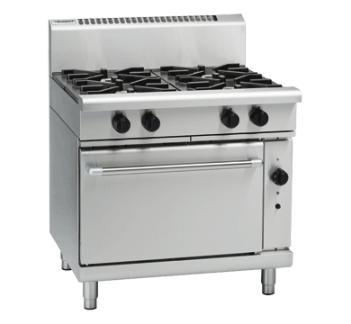 Waldorf / RN8910G_NAT / 900mm Gas Range Static Oven= 4 burner cooktop range (142MJ, Natural Gas) / 280kg / W900 x D805 x H1130 / 1Y Warranty
