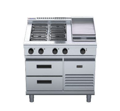 Waldorf 800 Series RNL8603E-RB - 900mm Electric Cooktop Low Back Version Refrigerated Base