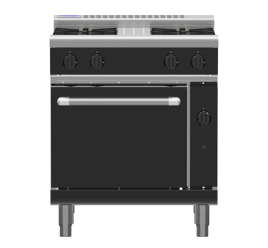 Waldorf / RNB8513GE_NAT / Bold 750mm Gas Range Electric Static Oven - 2 burner cooktop range with 300mm griddle (76MJ, Natural Gas) / 240kg / W750 x D805 x H1130 / 1Y Warranty