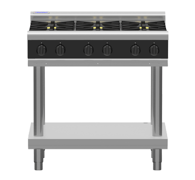 Waldorf / RNLB8606G-LS_LPG / Bold 900mm Gas Cooktop Low Back Version Leg Stand -2 burner cooktop with 600mm griddle (96MJ, LPG) / 174Kg / W900 x D805 x H972 / 1Y Warranty