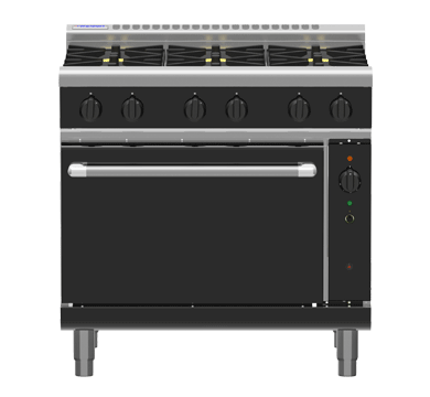 Waldorf / RNB8616GC_NAT / Bold 900mm Gas Range Convection Oven- 2 burner cooktop range with 600mm griddle (162MJ, Natural Gas) / 277kg / W900 x D805 x H1130 / 1Y Warranty