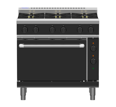 Waldorf / RNB8610GC_NAT / Bold 900mm Gas Range Convection Oven - 6 burner cooktop range (198MJ, Natural Gas) / 277kg / W900 x D805 x H1130 / 1Y Warranty