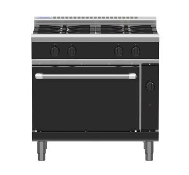 Waldorf / RNLB8910GC_NAT / Bold 900mm Gas Range Convection Oven Low Back Version - 4 burner cooktop range (142MJ, Natural Gas) / 280kg / W900 x D805 x H972 / 1Y Warranty
