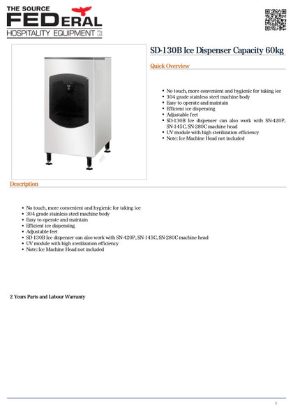 FED SD-130B Ice Dispenser Capacity 60kg