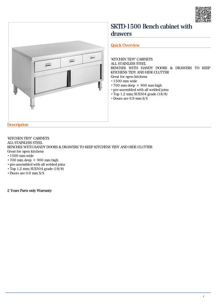 FED SKTD-1500 Bench cabinet with drawers / 1500x700x900