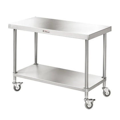 Simply Stainless / SS03.7.2400 / Stainless Mobile Work Bench (700 Series) Includes undershelf - 2400mm Wide / 96kg / W2400x D700 x H900 / Lifetime Warranty