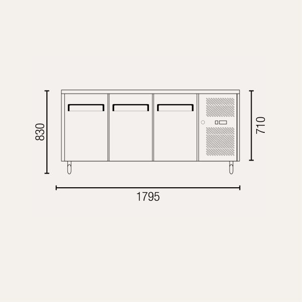 Exquisite SSC400H Three Solid Doors Underbench Storage Refrigerators Slimline