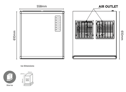 Bromic IM0250HDM Modular Half Dice Ice Machine 250kg