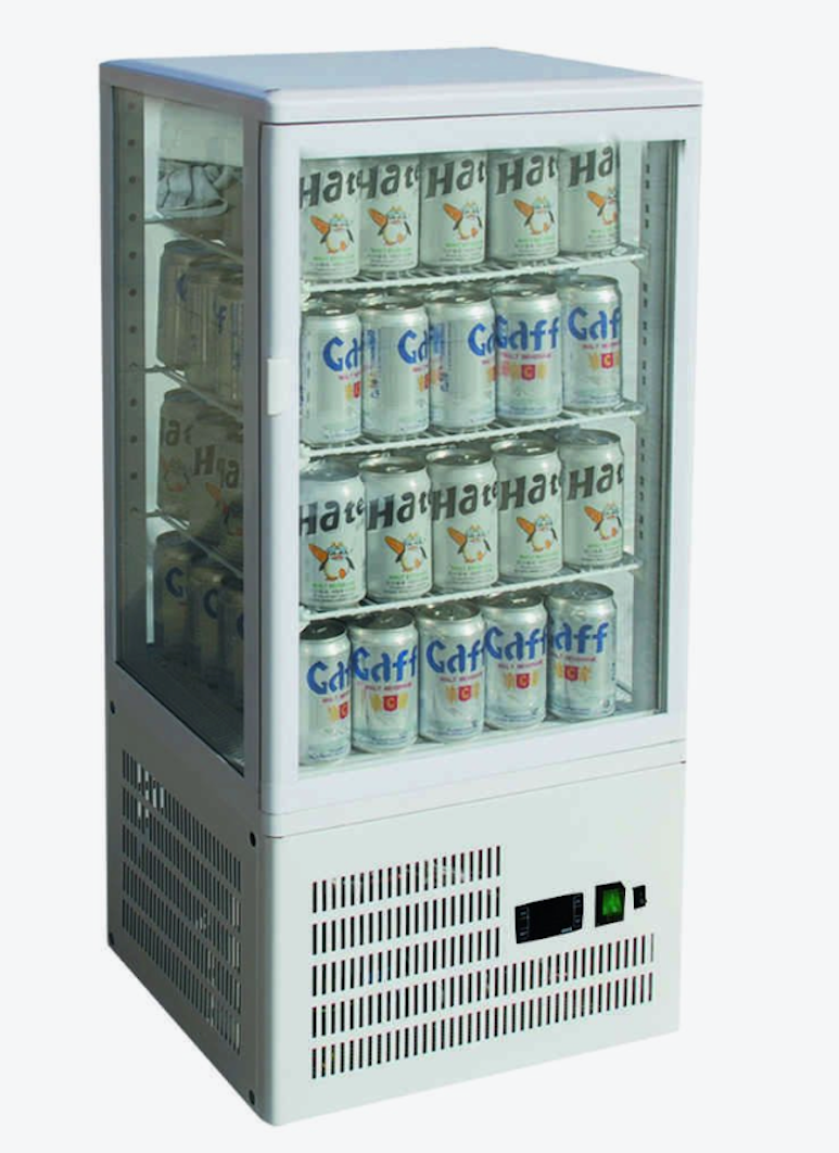 Thermaster Four-Sided Countertop Beverage Display Fridge White - TCBD78W