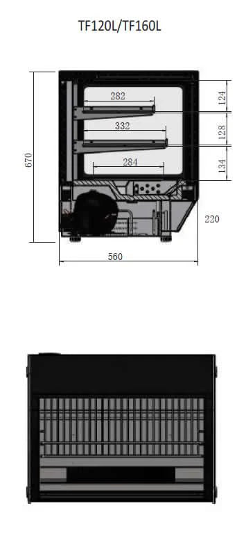 Atosa 160L Countertop Square Cake Showcase 900mm TF160L