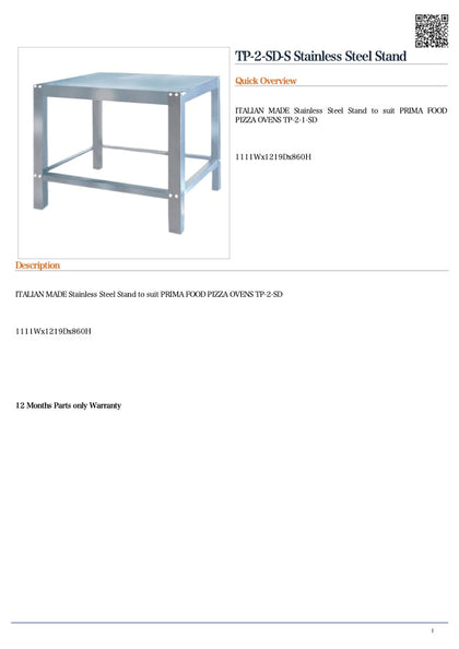FEd TP-2-SD-S Stainless Steel Stand for TP-2-SD 1111x1219x860