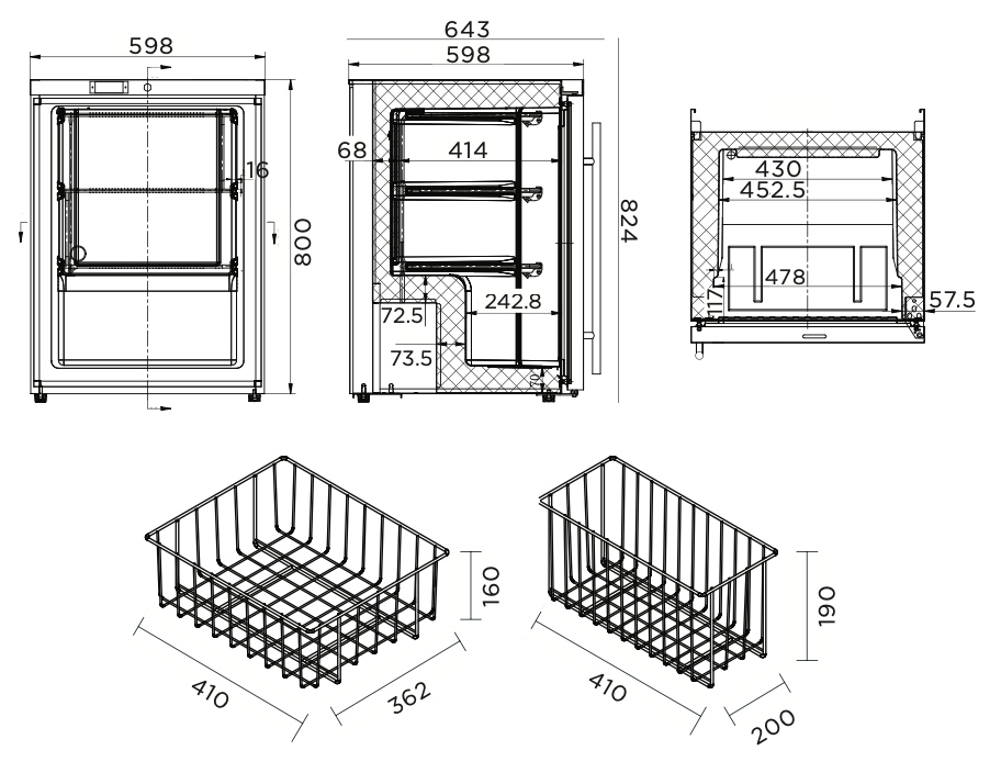 Bromic UBF0140SD-NR Solid Door Under Bench Freezer 115L