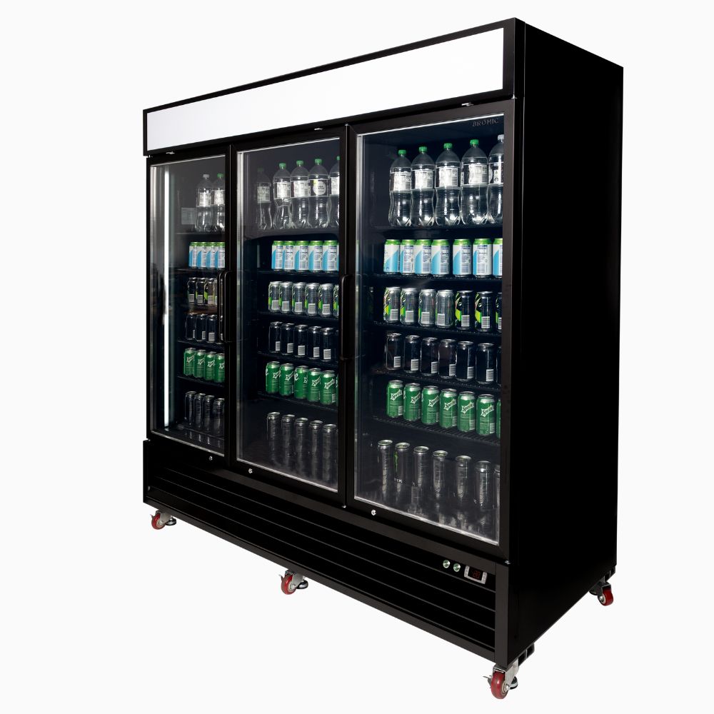 Bromic - Upright Display Fridge 1980L - 3 Door - Flat Glass - Lightbox