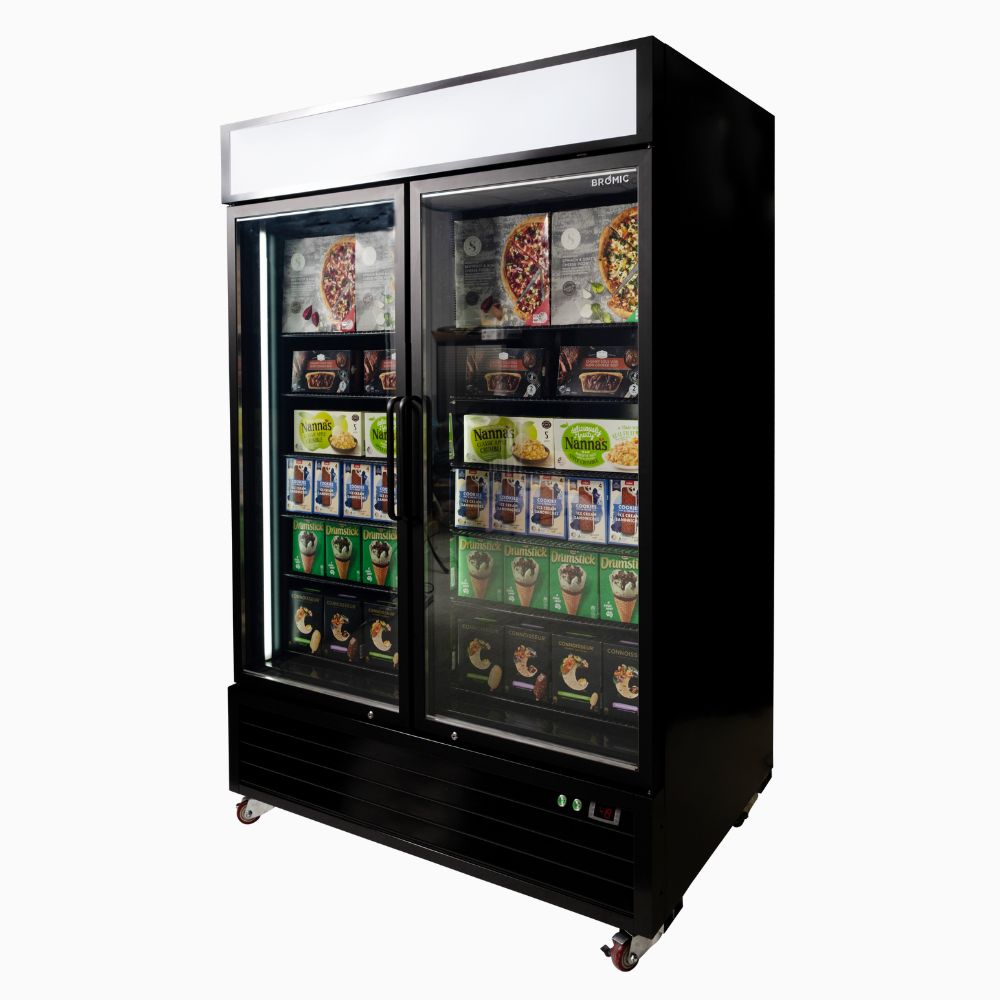 Bromic - Upright Display Freezer 1266L - 2 Door - Flat Glass - Lightbox