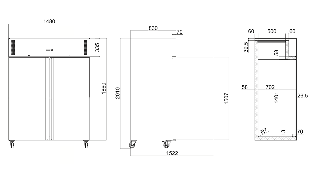 Bromic UF1300SDF-NR Two Door Freezer 1300L