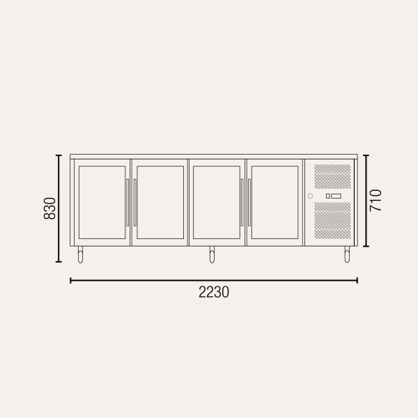 Exquisite USC550G Four Glass Doors Underbench Storage Refrigerators
