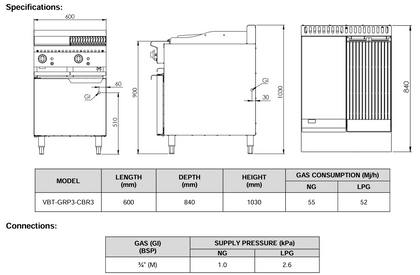 B+S Verro Combination 300mm Grill Plate & 300mm Char Broiler VBT-GRP3-CBR3